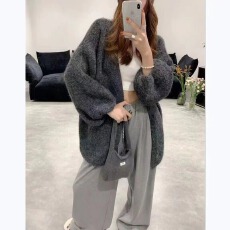 毛衣外套开衫女秋冬外搭宽松慵懒日系复古蝙蝠袖针织羊绒上衣