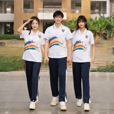 批发<b class='q'>实拍</b>班服polo领短袖夏季毕业运动会套装学生学院风t恤校服