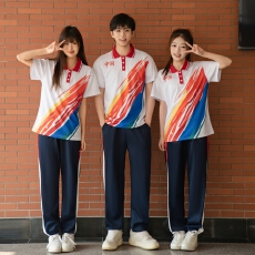 批发<b class='q'>实拍</b>#班服学生夏季情侣装中国风短袖T恤运动会套装 校服