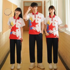 批发实拍班服中国<b class='q'>夏</b>季套装学生POLO领短袖t恤运动会校服