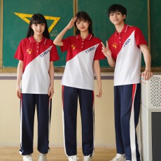 批发实拍#班服中国<b class='q'>夏</b>季套装学生POLO领短袖t恤运动会校服