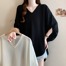 批发实拍大码宽松慵懒蝙蝠袖<b class='q'>T</b><b class='q'>恤</b>女2026夏季新款欧货洋气遮肚短袖上衣