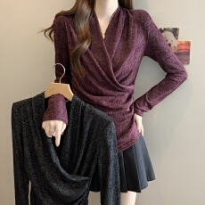批发实拍~秋<b class='q'>冬</b>新款胖妹妹小众设计感长袖上衣女装小衫