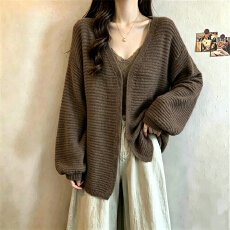 批发新款秋冬韩版宽松两件套毛衣<b class='q'>外套</b>开衫女装<b class='q'>长袖</b>毛衣针织衫上衣