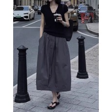 批发日系白色a字半身裙子女2026新款夏季高腰宽松设计感气质显瘦伞裙