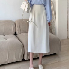 批发白色<b class='q'>半身裙</b>女春季高腰开叉<b class='q'>职业</b>长裙西装直筒黑色a字包臀夏季裙子