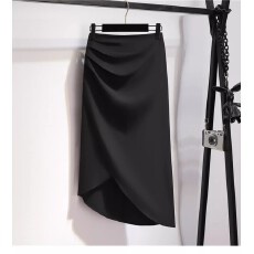 批发职业半身裙女春夏款设计感小众包臀褶皱法式不规则ol通勤半裙子