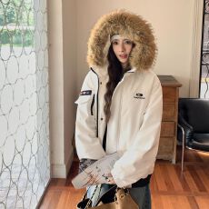 批发连帽时尚棉<b class='q'>服</b>女新款小个子宽松显瘦百搭外套