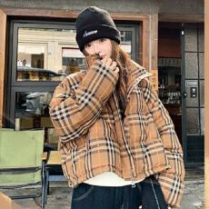 批发官图韩版复古格子短款棉<b class='q'>服</b>外套女冬季新款设计感面包<b class='q'>服</b>潮款