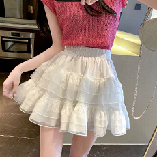 批发超仙蕾丝蛋糕裙<b class='q'>半身裙</b>女夏季白色仙女纱裙防走光高腰a字蓬蓬<b class='q'>短裙</b>