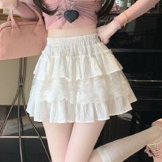 批发白色蕾丝蓬蓬裙蛋糕裙女夏季芭蕾风小个子高腰显瘦a字<b class='q'>短裙</b><b class='q'>半身裙</b>