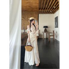 批发气质套装不规则斜肩短袖T恤女夏季宽松垂感a字<b class='q'>半身裙</b>中长裙两件套