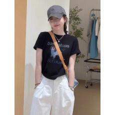 批发官图 实价 40支纯棉220克 92%棉8%氨纶 正肩短袖T恤女印花