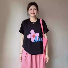 批发官图 21支纯棉-210克100%棉 夏装大码宽松卡通短袖T恤女印花