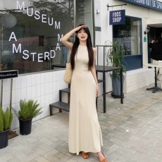 批发韩系工字气质修身显瘦针织背心裙女2026年<b class='q'>夏</b>季新款无袖A字连衣裙