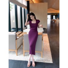 批发针织紧身性感包臀裙连衣裙女2026年<b class='q'>夏</b>款修身气质垂感长款长裙