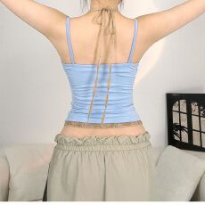 批发美式辣妹纯欲风性感蕾丝勾花修身夏季新款<b class='q'>背心</b>吊带脖叠两件套上衣