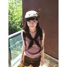 批发韩系复古条纹海军领<b class='q'>吊带</b><b class='q'>背心</b>女夏季修身甜辣短款无袖v领小上衣