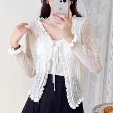 批发薄款竹节麻针织开<b class='q'>衫</b>长袖2026夏季外搭短款<b class='q'>空调</b><b class='q'>衫</b>防晒披肩上衣女潮