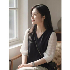 批发夏季雪纺衬衫女装夏装2026年新款<b class='q'>七分袖</b>时尚小衫短袖上衣服中袖潮