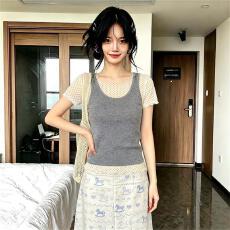批发两件套，2×2<b class='q'>莫代尔</b>人棉吊带➕网纱内搭 极简纯色无袖叠穿打底上衣