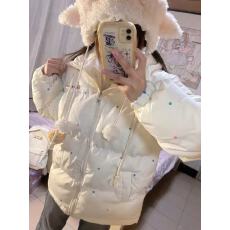 批发<b class='q'>日系</b>可爱小熊挂件棉服女2025冬季新款甜美波点棉衣小个子加厚<b class='q'>外套</b>