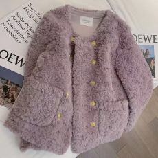 批发2025初春新款好穿时尚舒适羊羔毛外套女双排扣仿羊羔绒宝藏上衣