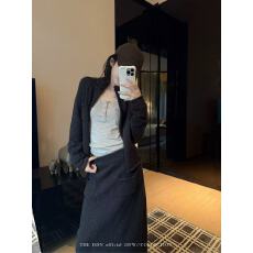 批发慵懒针织开衫<b class='q'>时尚</b>套装休闲秋季修身新款开衫外套高腰长裙两件套女