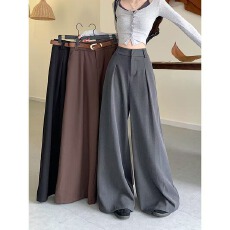 批发高腰宽松显瘦<b class='q'>西装</b>裤阔腿裤女2025春秋黑色休闲裤垂感拖地长裤