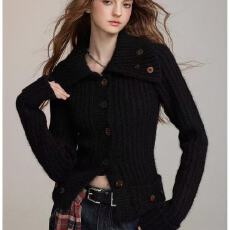 批发2025秋冬新款慵懒风软糯蝴蝶结饰提花图案镂空通勤<b class='q'>可爱</b>针织衫毛衣