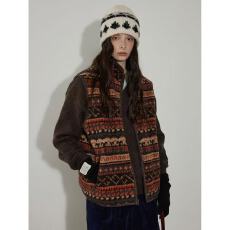 批发法式复古小众费尔岛摇粒绒<b class='q'>马甲</b>女新款拉链立领无袖背心<b class='q'>马夹</b>上衣厚