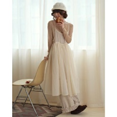 批发复古文艺网纱无袖<b class='q'>吊带</b>连衣裙女秋叠穿宽松显瘦a字<b class='q'>长裙</b>