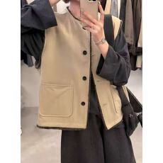 批发韩版皮毛一体无袖<b class='q'>马甲</b>女2025秋冬新款宽松叠穿时尚<b class='q'>马夹</b>外套
