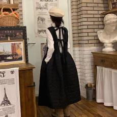 批发馨帮帮 后背绑带收腰A字夹棉背心裙2025在逃公主无袖中长款连衣裙