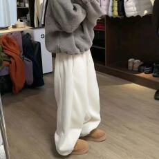 批发【双面绒】网红爆款冬季复古美式慵懒<b class='q'>糖果</b><b class='q'>色</b>阔腿宽松摇粒绒<b class='q'>休闲裤</b>
