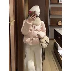 批发2025冬季新款显瘦百搭时尚<b class='q'>棉衣</b>外套韩版粉色甜美风毛领短款棉服<b class='q'>女</b>