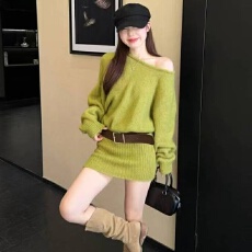 批发韩版花朵刺绣蓝色长袖毛衣女装2025秋冬新款慵懒风别致显瘦针织衫