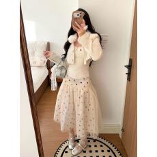 批发套装<b class='q'>女</b>2025冬季新款小香风气质外套甜辣吊带背心高腰<b class='q'>波点</b>半身裙