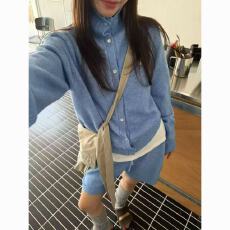 批发<b class='q'>韩国</b>chic秋季新款复古小众高领针织毛衣外套女+高腰休闲短裤套装
