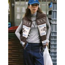 批发复古提花费尔岛无袖马甲开衫上衣男女秋冬叠穿显瘦<b class='q'>毛衣</b><b class='q'>背心</b>情侣款