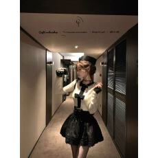 批发早秋法式名媛千金风高级套装撞色蝴蝶结收腰上衣显瘦<b class='q'>蓬蓬</b>裙两件套