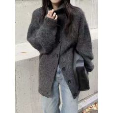 批发深灰色中长款<b class='q'>马海毛</b>毛衣外套女秋冬韩系慵懒风高级感软糯针织<b class='q'>开衫</b>