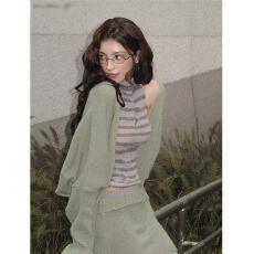 批发法式温柔风宽松蝙蝠袖披肩开衫毛衣秋冬季新款高级感显瘦半裙套装