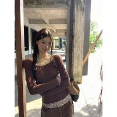 批发纯欲风<b class='q'>镂空</b>露背长袖针织<b class='q'>衫</b>女秋季修身内搭辣妹叠穿吊带上衣两件套