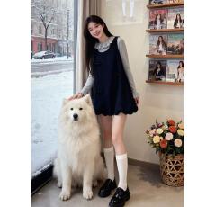 批发秋冬甜美辣妹穿搭女设计感打底衫上衣蝴蝶结<b class='q'>花苞</b>背心连衣<b class='q'>裙</b>两件套