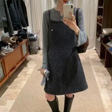 批发韩系2025套装新款毛呢背心秋冬气质连衣裙<b class='q'>两件套</b>吊带裙打底