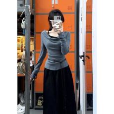 批发法式灰色针织套装女秋冬季2025新款韩系氛围感穿搭一整套半身长裙