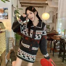 批发复古费尔岛毛衣<b class='q'>套装</b>穿搭早秋两件套针织衫甜美慵懒女开衫上衣外套