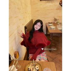 批发GS.GOOD START-王者非ta莫属冬气质温柔毛边披肩+针织衫<b class='q'>套装</b>G7781