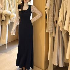 批发秋季设计时髦半高领<b class='q'>长袖</b>蕾丝上衣两件套绝美韩版收腰背心连衣<b class='q'>裙</b>女